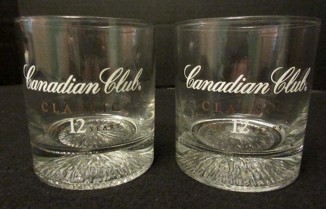 Vintage CANADIAN CLUB Tumbler Glasses x2 "Like New" Never Used in Arts & Collectibles in Stratford