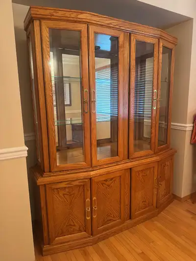 Vintage, elegant, classic Oak China Cabinet, View more