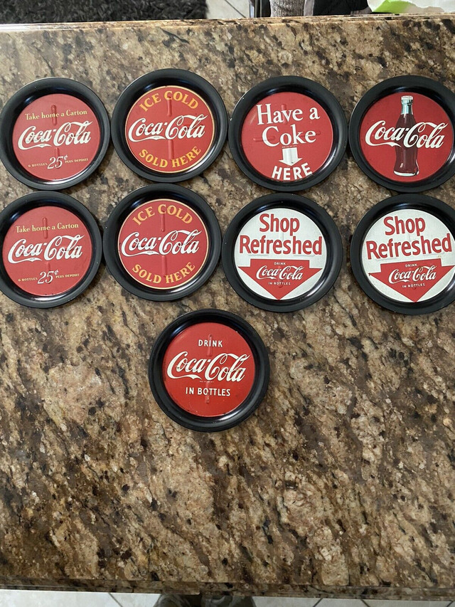 9 METAL COCA COLA ADVERTISING TIP TRAYS $45 in Arts & Collectibles in City of Toronto