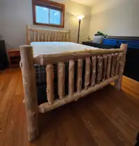 Handcrafted log bedframes 