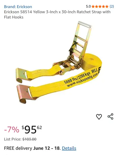 Brand new Erikson Ratchet straps have 6 left. $50 ea or $270 for all 6 3x30 5000lb 15000 break stren...