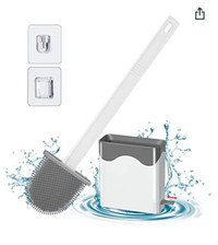 Toilet Brush and Holder, Deep Cleaning Silicone Toilet Brush wit