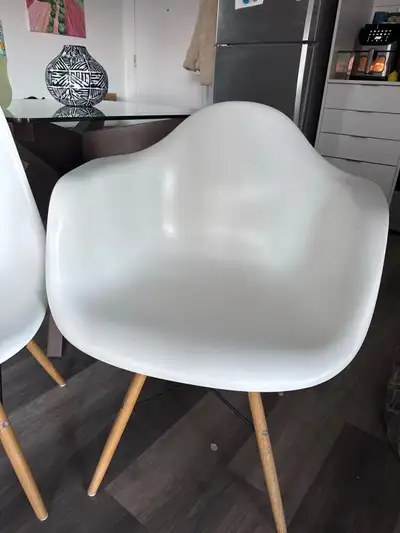 2 white armchairs , View more