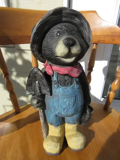 Happy Bear Gardening Buddy Statue. Bear gardener themed yard art. Approximately 14 inches tall. Free...