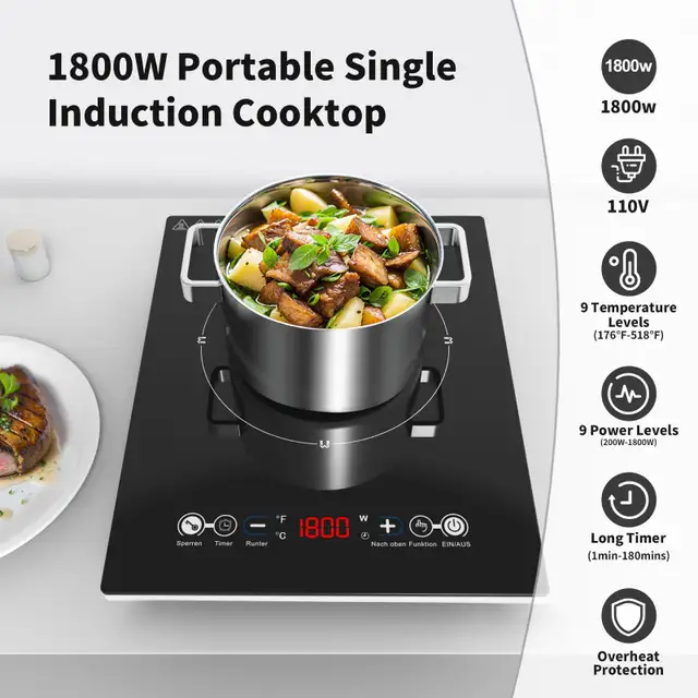 VBGK Portable Electric Induction Cooktop - 1800W in Stoves, Ovens & Ranges in Markham / York Region - Image 4