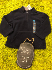 Brand new Boys Navy 1/3 Zip up Fleece  sweater - NWT - 3T