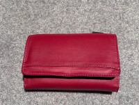 8” red faux leather wallet 