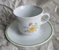 4 Sets of Vintage Corelle Spring Meadow Coffee/Tea Cups & Sauces