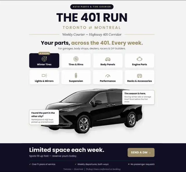 Auto Parts & Tire Delivery Toronto – Montreal | Weekly Courier