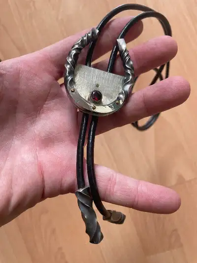 Beautiful Western Lucky  Blacksmithed Bolo by Artist Adam Lagace, View more