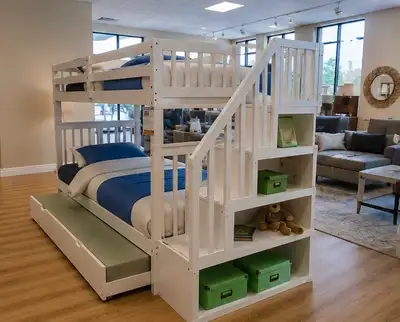 Modern White Bunk Bed with Storage, View more