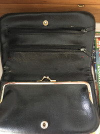 2 leather black purses, leather pocketbook  gold lacquered purse