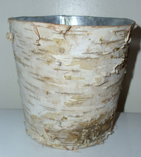 Birch Bark Covered Zinc Planter Vase