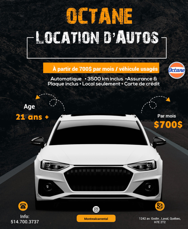 Car Rental / Location auto ➡️ 700$ par mois  514.700.3737 dans Autos et camions  à Laval/Rive Nord
