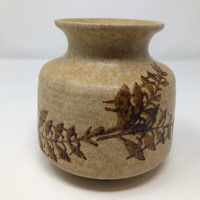 Pottery Craft Compton California Brown Leaves Stoneware Vase