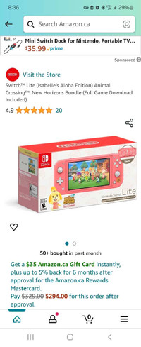 Brand new nintendo switch lite with animal crossing game