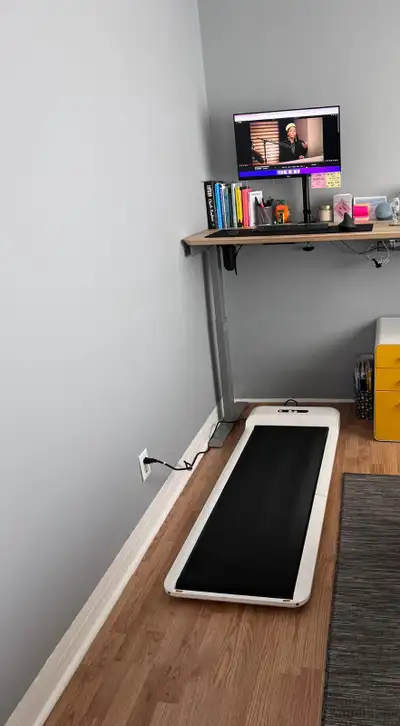 KingSmith Walking Pad C2 can be used on it's own or while at a standing desk. Folds away for storage...
