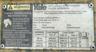 Used Yale gasoline forklift. I am a landscape contractor who is downsizing and no longer need this m...