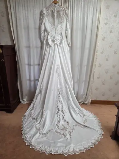 Pearl Embroidered Bridal Wedding Dress with train, View more