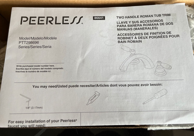 PEERLESS 2-handle roman tub faucet $100 OBO in Plumbing, Sinks, Toilets & Showers in Barrie
