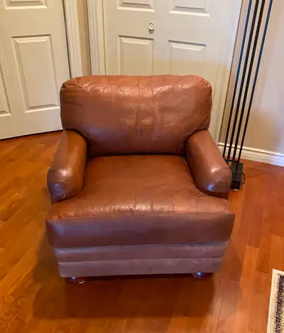 Roll Arm Leather Chair, View more