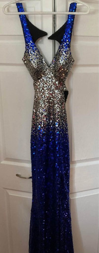 Size 4 Prom dress blue and silver sequins