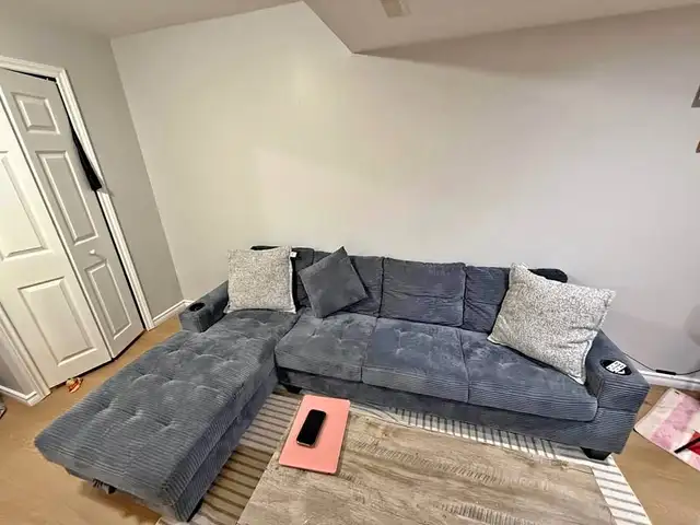 Corduroy Sectional Sofa with Chaise