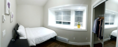 One FULLY FURNISHED upstairs bedroom with PRIVATE bathroom, for ONE person in a quite townhouse buil...