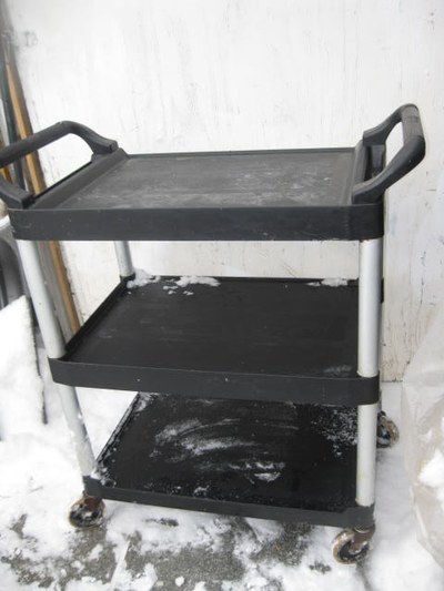 One of 2 Rubbermaid Utility Carts: 18.5”X28”X33-34.5”-38”H.@ $60, View more