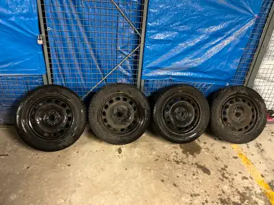 Continental wintercontact 205/55R16 tires with steel wheels package. In great shape with lots of tre...