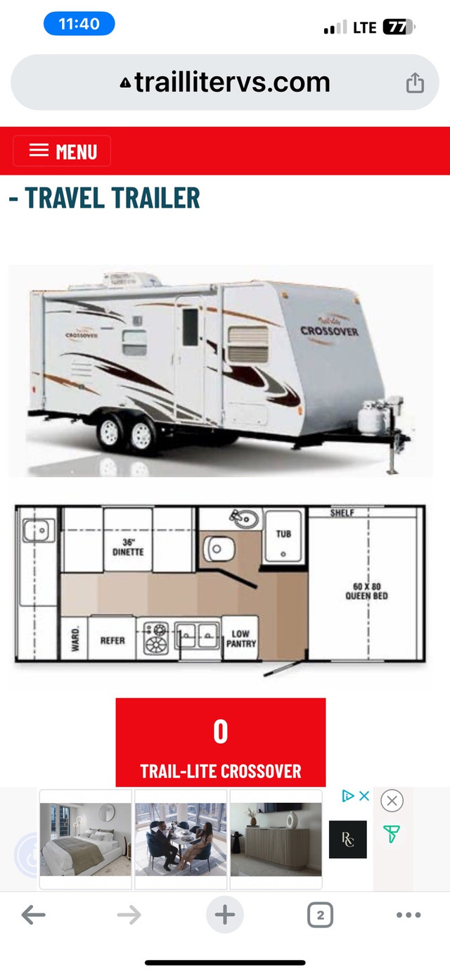 2010 R Vision Trail-Lite 20’ Trailer in Travel Trailers & Campers in Hamilton - Image 2