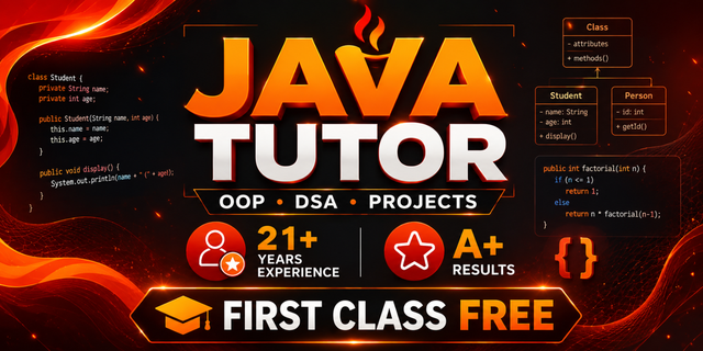 Java Tutor $30/hr | Master Java with a Patient Expert