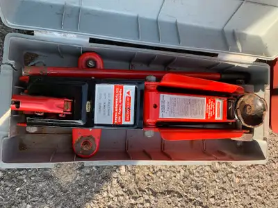 Motomaster 2 Ton Hydraulic Trolley Jack $50 & Jack Stands $20