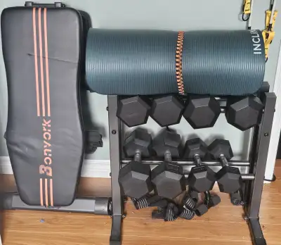 Foldable Bench and Dumbbells, View more