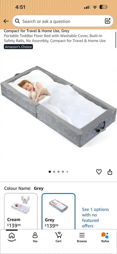 Portable Toddler Floor Bed, View more
