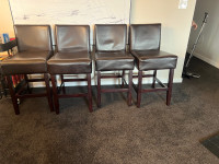  Four leather barstools 