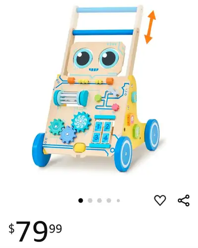 Brand New in Box Original Price $80+Tax Selling $50 Firm Robot Wooden Baby Walker, Adjustable Push ＆...