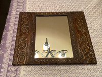 Brown metallic square wall mirror. Used good!