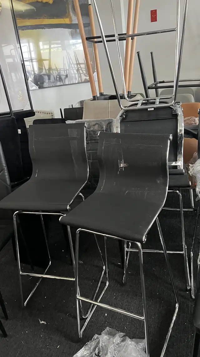 DUO Bar Stool Pub Chair Dining Stool w/ Backrest Steel Legs in Chairs & Recliners in Markham / York Region - Image 2