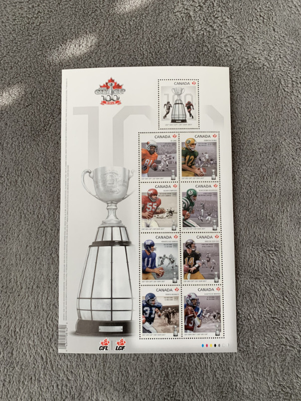 2012 Grey Cup Souvenir Stamp Sheet 9 Permanent Stamps in Arts & Collectibles in Oshawa / Durham Region