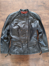 Women's motorcycle leather jacket (L)/chaps (XXL)