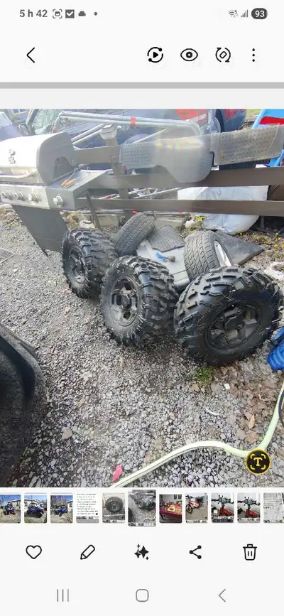 AUCUN VIREMEMT Argent seulement 819 694 6743 Etait sur polaris Je vends un ensemble de pneus VTT clo...
