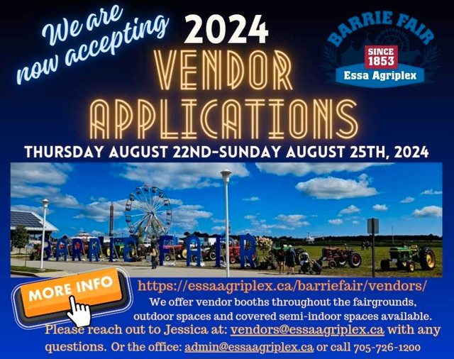 Vendors wanted for the 2024 Barrie Fair in Events in Barrie