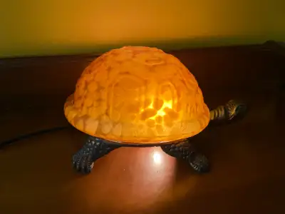 Amber Glass & Cast Iron Turtle Tortoise Night Light Accent Lamp, View more