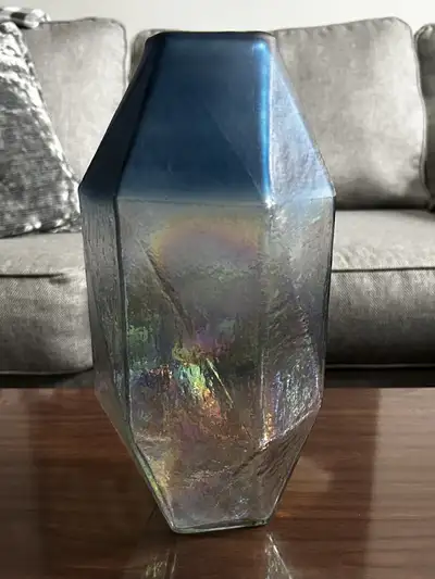 Iridescent/blue vase, View more
