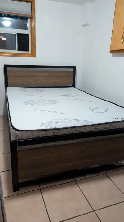 Full Metal Bed Frame and 10' Double Pream Foam Mattress, View more