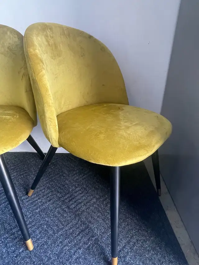 2 NEW Yellow Velvet Dining Chairs    in Chairs & Recliners in London - Image 5