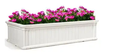 48 in. x 24 in. White Plastic Rectangle Plant Box Planter Raised, View more
