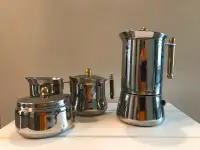 Vintage Italian Stainless Steel Espresso Coffee Serving Set