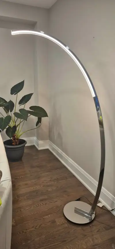 LED arch silver floor lamp, View more